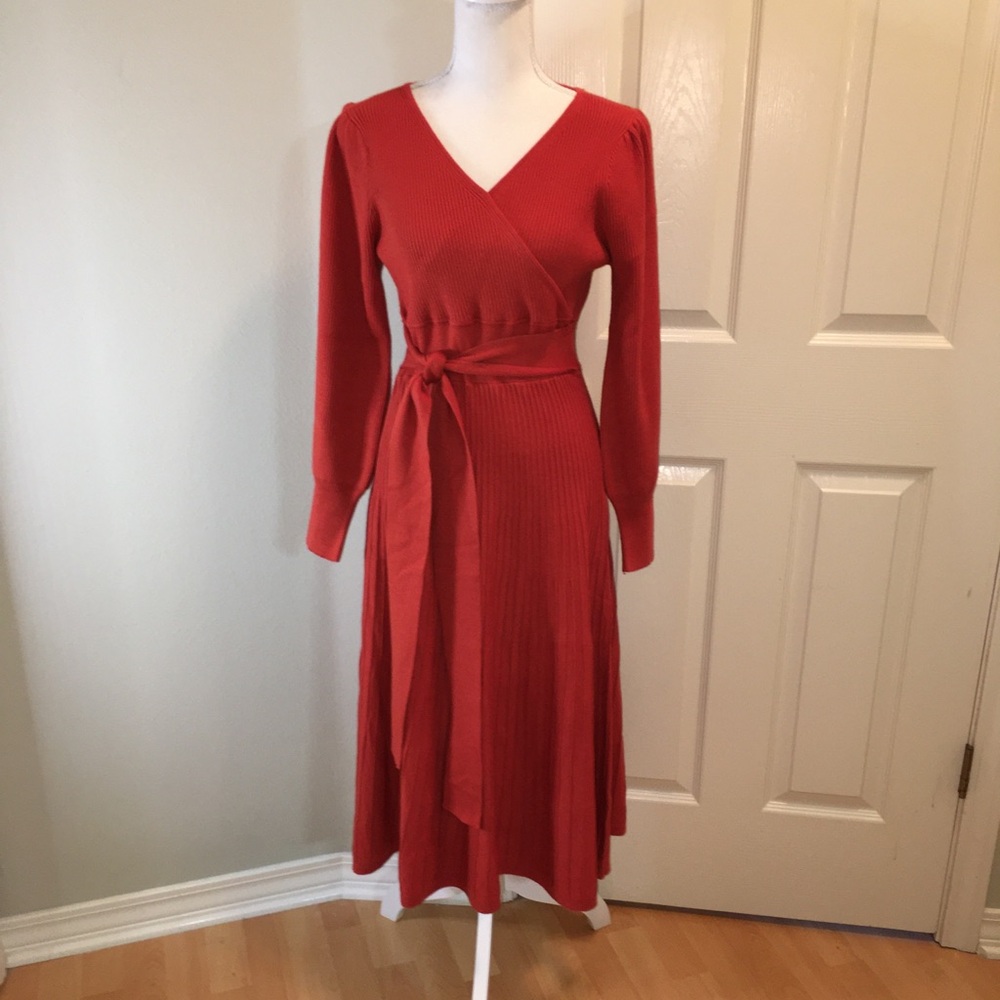 Viciall Faux Wrap Ribbed Sweater Dress